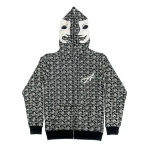 Asaali White Leather Mask Hoodie