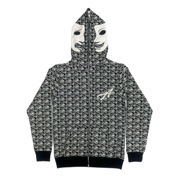 Asaali White Leather Mask Hoodie