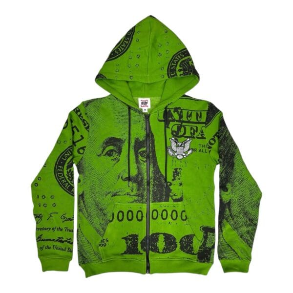 Asaali Zip Up Green Hoodie